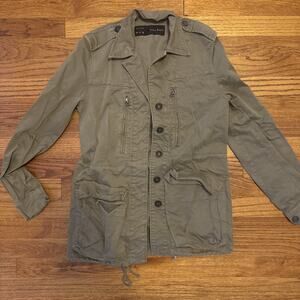 Zara Basic Womens Utility Jacket Size S Olive Green Cargo Military